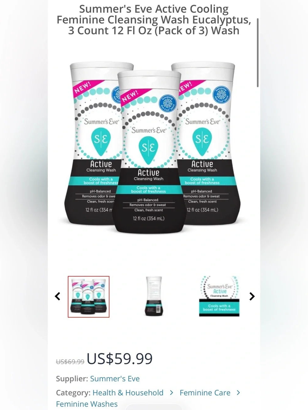 Summer's Eve Active Cleansing Wash 2-Pack NEW